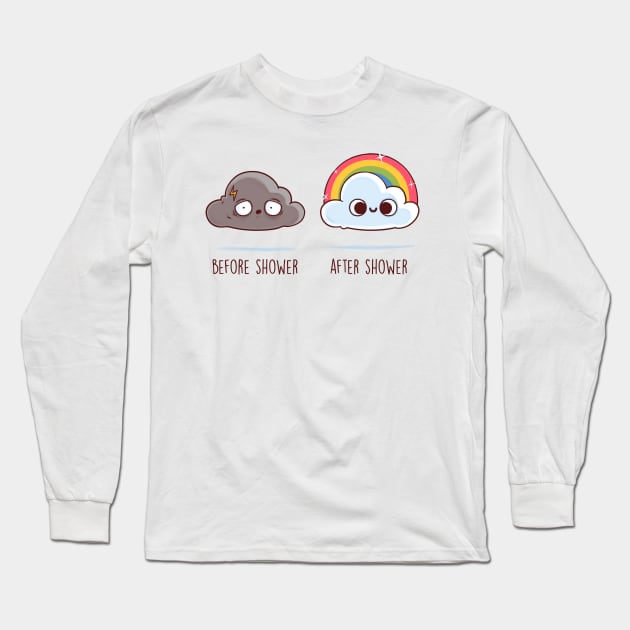 Before and After Shower Long Sleeve T-Shirt by Naolito